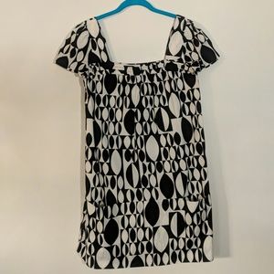 Graphic Print Black and White A-line Dress